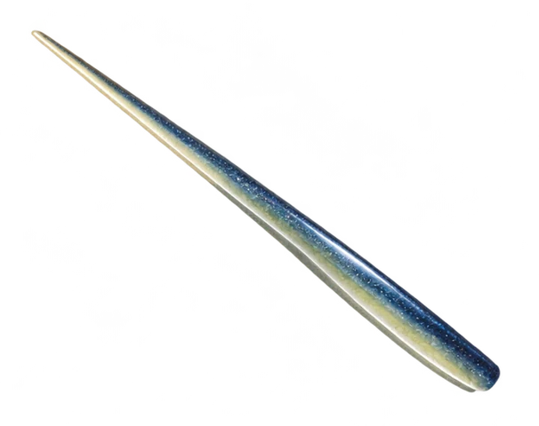 Long dark-blue soft-plastic eel body with tapered tail, without rigging